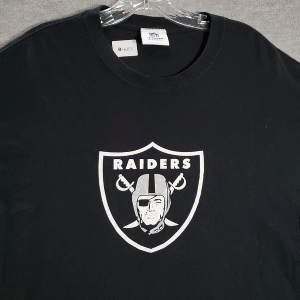 Oakland Raiders Men Shirt L‎ Black Logo Graphic Short Sleeve Crew Neck Tee